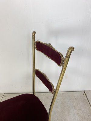 Vintage Hollywood Regency Brass and Velvet Chair, 1950s-DE-1058672