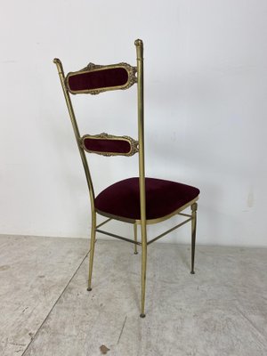 Vintage Hollywood Regency Brass and Velvet Chair, 1950s-DE-1058672