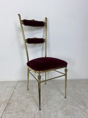 Vintage Hollywood Regency Brass and Velvet Chair, 1950s-DE-1058672