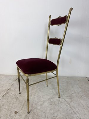 Vintage Hollywood Regency Brass and Velvet Chair, 1950s-DE-1058672