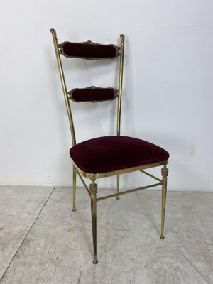 Vintage Hollywood Regency Brass and Velvet Chair, 1950s-DE-1058672