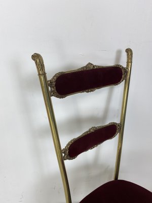 Vintage Hollywood Regency Brass and Velvet Chair, 1950s-DE-1058672