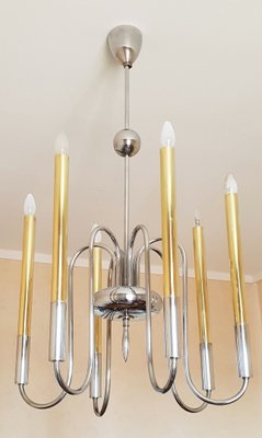 Vintage Hollywood Regency Brass Chandelier, 1950s-AWH-684967