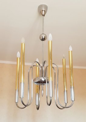 Vintage Hollywood Regency Brass Chandelier, 1950s-AWH-684967