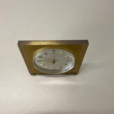 Vintage Hollywood Regency Brass Glass Table Clock by Kienzle, Germany, 1960s-QZ-1441767