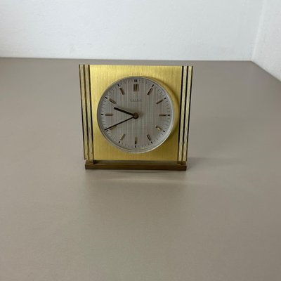 Vintage Hollywood Regency Brass Glass Table Clock by Kienzle, Germany, 1960s-QZ-1441767