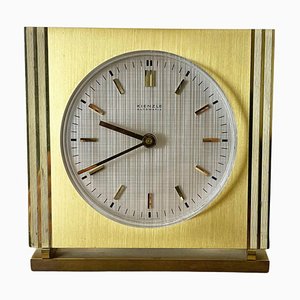 Vintage Hollywood Regency Brass Glass Table Clock by Kienzle, Germany, 1960s-QZ-1441767