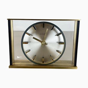 Vintage Hollywood Regency Brass Glass Table Clock by Kienzle, Germany, 1970s-QZ-1441766