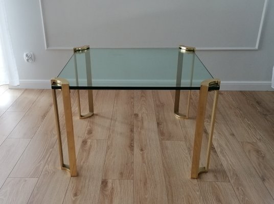 Vintage Hollywood Regency Coffee Table in Brass and Glass by Peter Ghyczy, 1970s-RFT-1417232