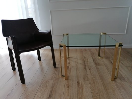 Vintage Hollywood Regency Coffee Table in Brass and Glass by Peter Ghyczy, 1970s-RFT-1417232