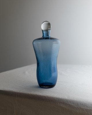 Vintage Hollywood Regency Glass Decanter in Blue by ICM, Italy, 1980s-HVJ-2026490