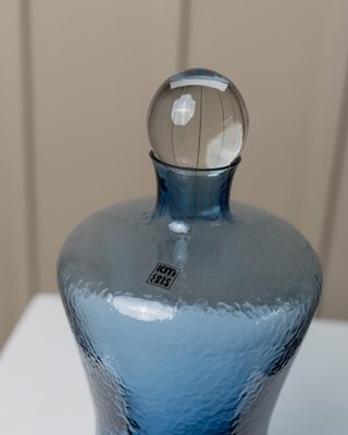 Vintage Hollywood Regency Glass Decanter in Blue by ICM, Italy, 1980s-HVJ-2026490