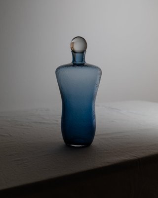 Vintage Hollywood Regency Glass Decanter in Blue by ICM, Italy, 1980s-HVJ-2026490