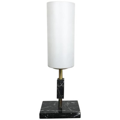 Vintage Hollywood Regency Marble Table Light with Opal Shade, Italy, 1950s-QZ-1114588