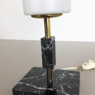 Vintage Hollywood Regency Marble Table Light with Opal Shade, Italy, 1950s-QZ-1114588