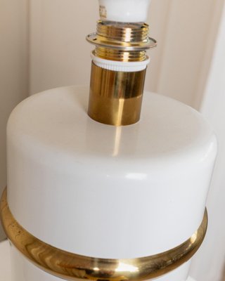 Vintage Hollywood Regency Table Lamp with White with Golden Accents, Italy, 1980s-HVJ-2026485