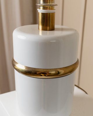 Vintage Hollywood Regency Table Lamp with White with Golden Accents, Italy, 1980s-HVJ-2026485