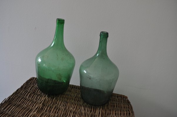 Vintage Hungarian Green Wine Bottles, Set of 2-OXJ-628028