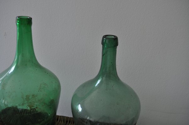 Vintage Hungarian Green Wine Bottles, Set of 2-OXJ-628028