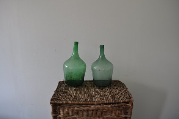 Vintage Hungarian Green Wine Bottles, Set of 2-OXJ-628028