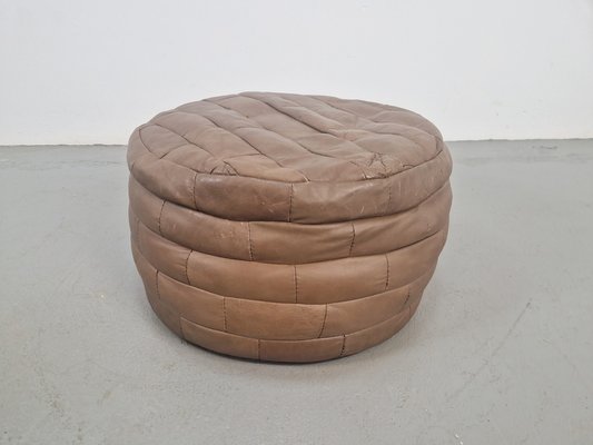 Vintage Ibiza Pouf in Brown Leather, 1970s-AXJ-1789009