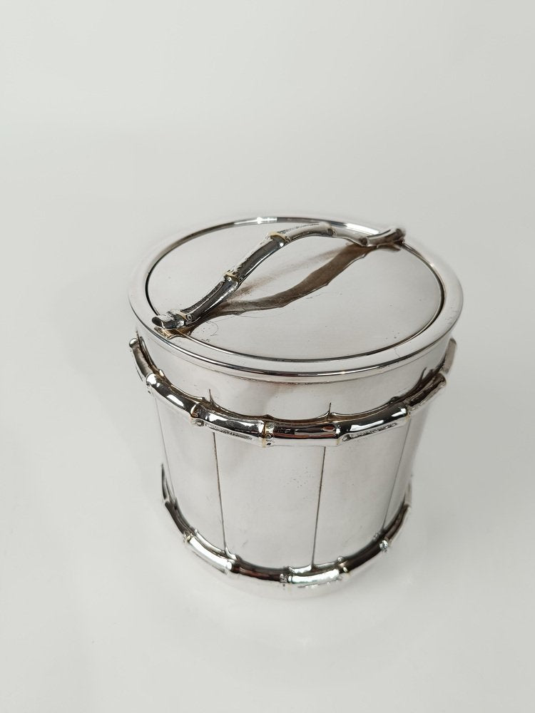 Vintage Ice Bucket in Silver-Plated Faux Bamboo in the style of Maison Baguès, 1970s