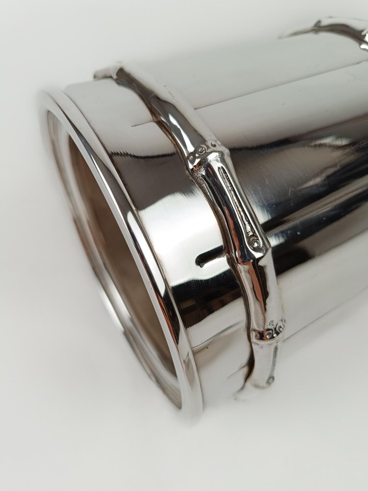 Vintage Ice Bucket in Silver-Plated Faux Bamboo in the style of Maison Baguès, 1970s