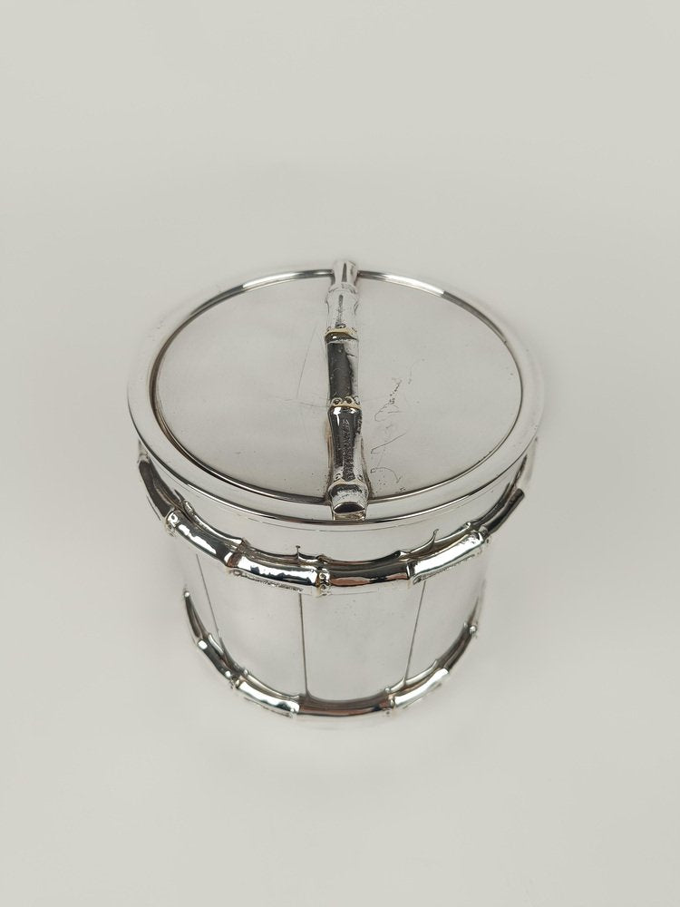 Vintage Ice Bucket in Silver-Plated Faux Bamboo in the style of Maison Baguès, 1970s