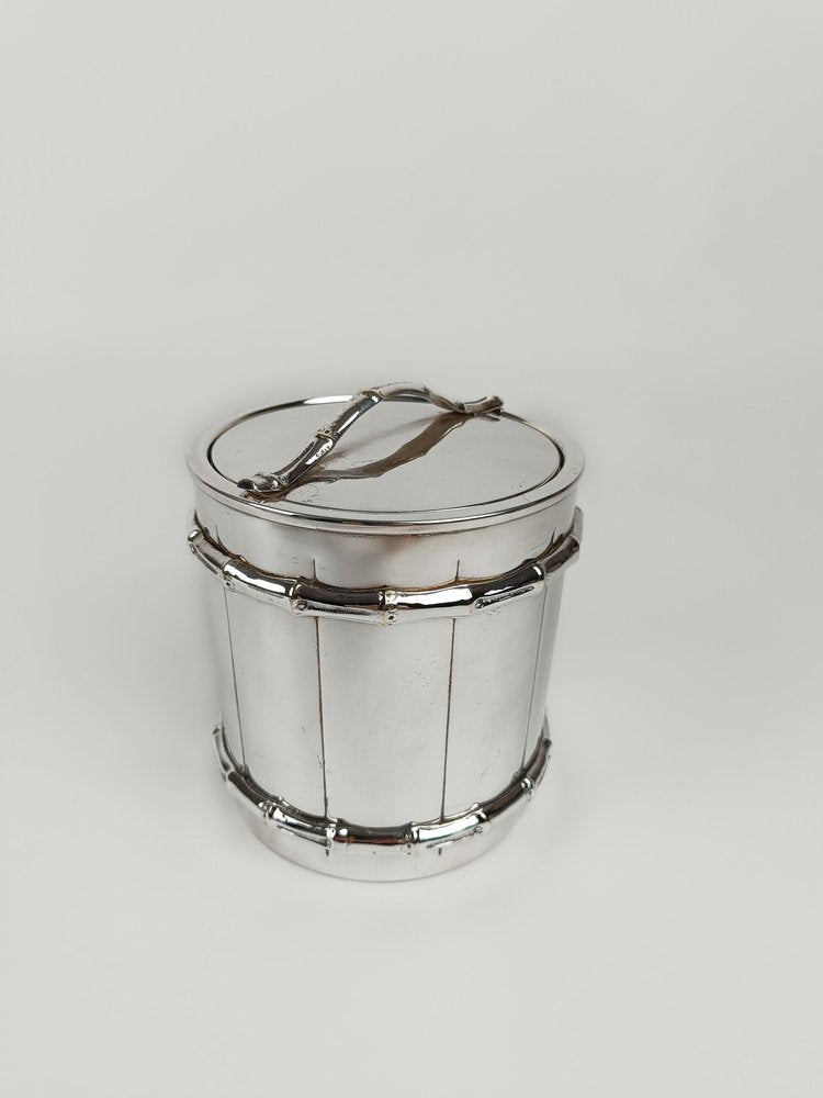 Vintage Ice Bucket in Silver-Plated Faux Bamboo in the style of Maison Baguès, 1970s