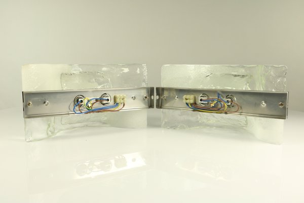 Vintage Ice Glass Sconces from Kalmar, 1960s, Set of 2-FUP-658887