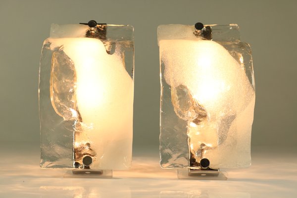 Vintage Ice Glass Sconces from Kalmar, 1960s, Set of 2-FUP-658887