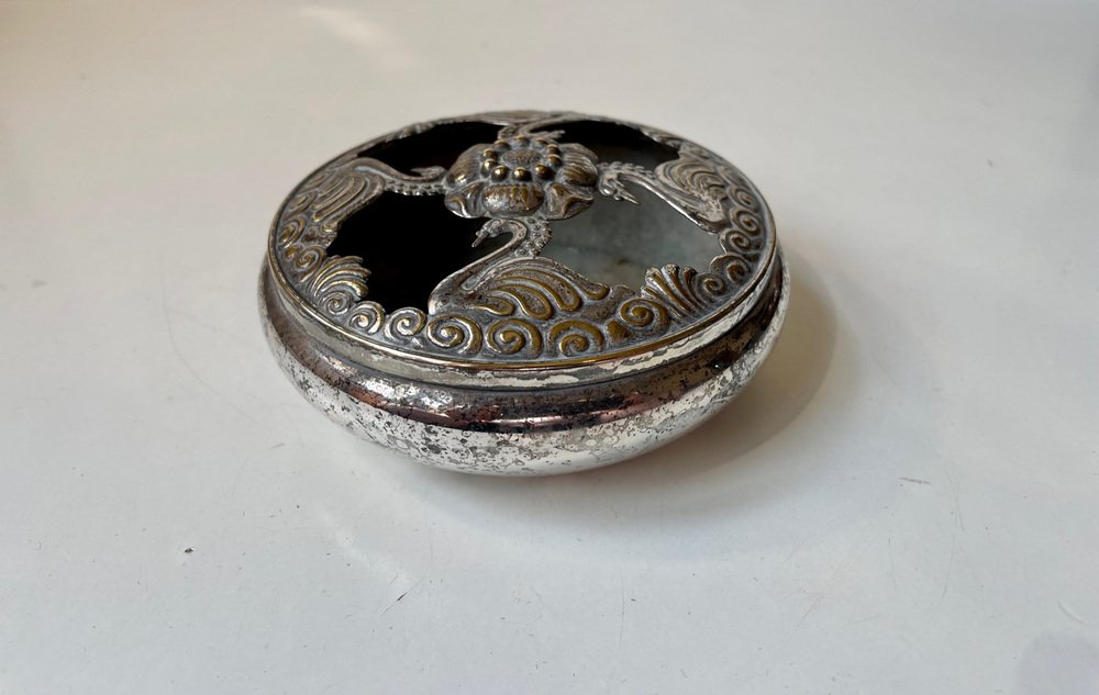 Vintage Incense Potpourri Jar with Swans, 1920s