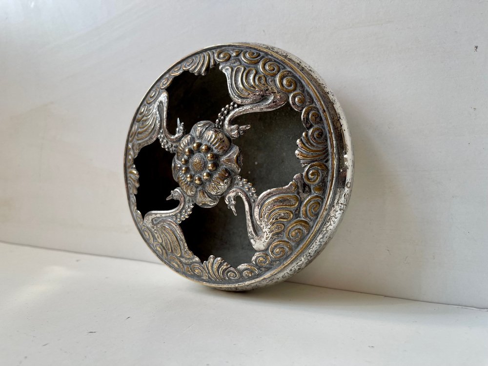 Vintage Incense Potpourri Jar with Swans, 1920s