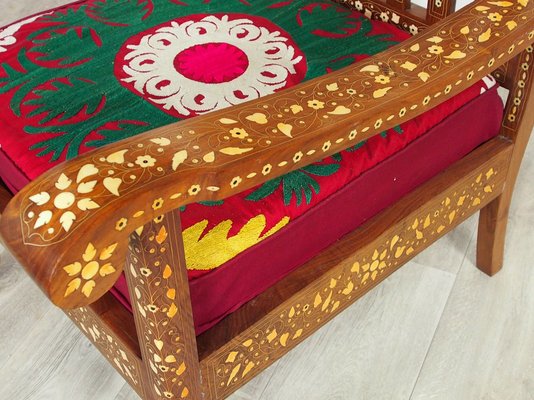 Vintage Indian Anglo Three-Piece Sofa Set with Silk Suzani Cover, 1960s, Set of 3-UZN-1397299