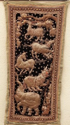 Vintage Indian Sequin Embroidery Tapestry-QKG-1449686