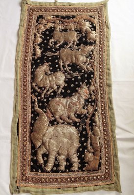 Vintage Indian Sequin Embroidery Tapestry-QKG-1449686