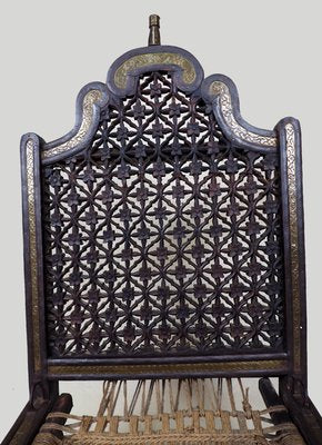 Vintage Indian Traditional Rajistan Tribal Hand-Carved Teak Pida Low Chair, 1920s-UZN-1395181