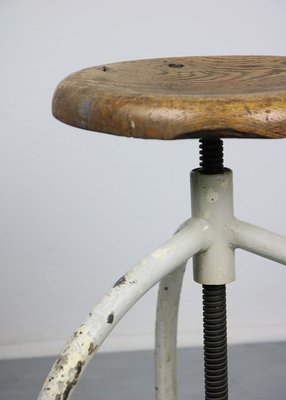 Vintage Industrial Adjustable Swivel Stools, Set of 3-HGJ-627784