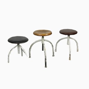 Vintage Industrial Adjustable Swivel Stools, Set of 3-HGJ-627784