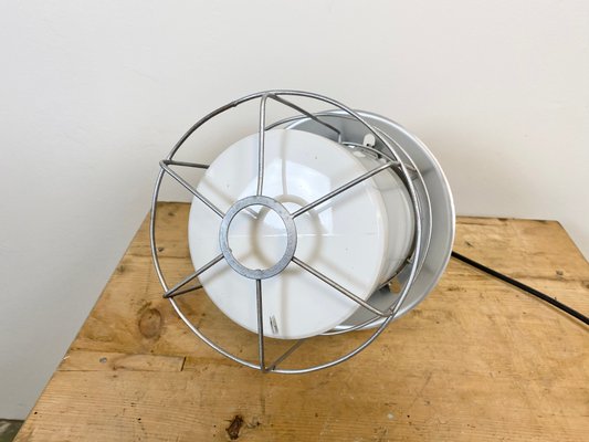 Vintage Industrial Aluminium Lamp with Milk Glass, 1970s-CGF-796460