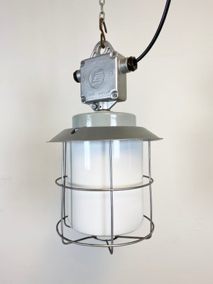 Vintage Industrial Aluminium Lamp with Milk Glass, 1970s-CGF-796460