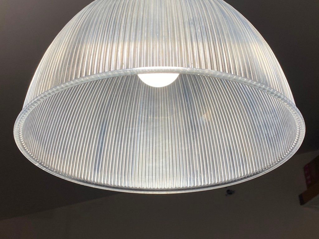 Vintage Industrial Aluminum Diffuser Methacrylate Suspension Lamp, 1970s