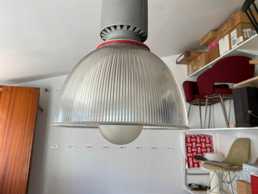 Vintage Industrial Aluminum Diffuser Methacrylate Suspension Lamp, 1970s