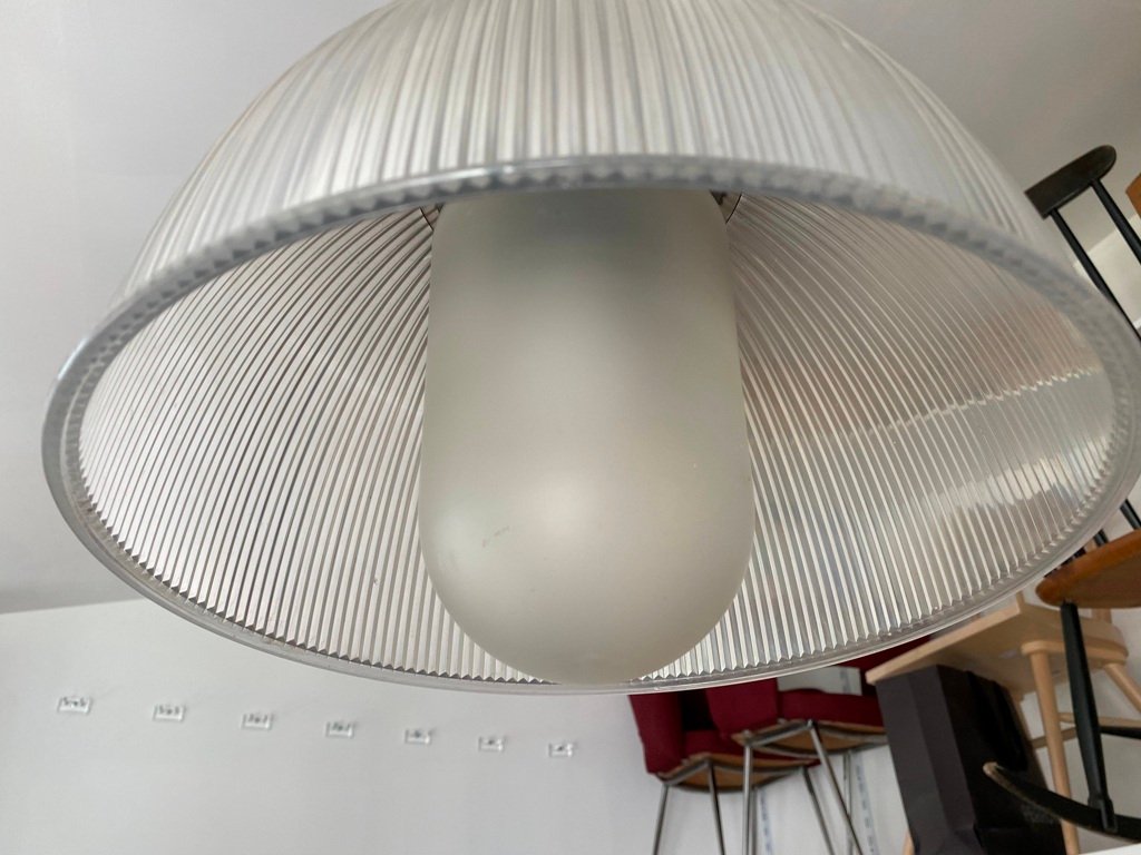 Vintage Industrial Aluminum Diffuser Methacrylate Suspension Lamp, 1970s