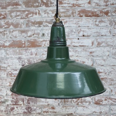 Vintage Industrial American Green Enamel Pendant Lights-BLS-1740273