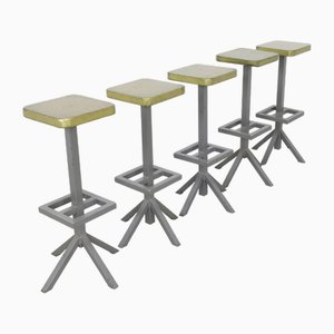 Vintage Industrial Bar Stools, 1970s, Set of 5-RZV-1735960