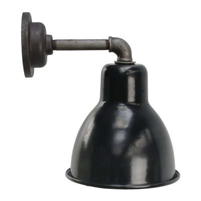 Vintage Industrial Black Enamel and Cast Iron Sconce-BLS-1092132