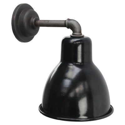 Vintage Industrial Black Enamel and Cast Iron Sconce-BLS-1092132