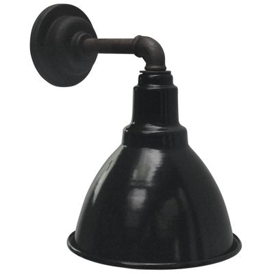 Vintage Industrial Black Enamel & Cast Iron Wall Light-BLS-1188077