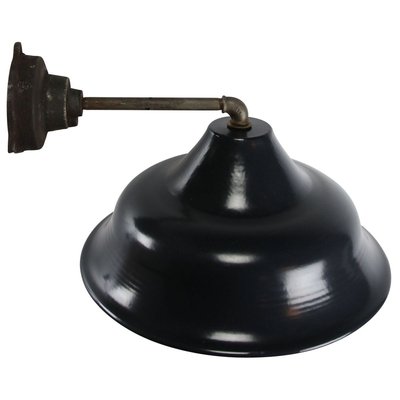 Vintage Industrial Black Enamel Cast Iron Wall Light-BLS-799335